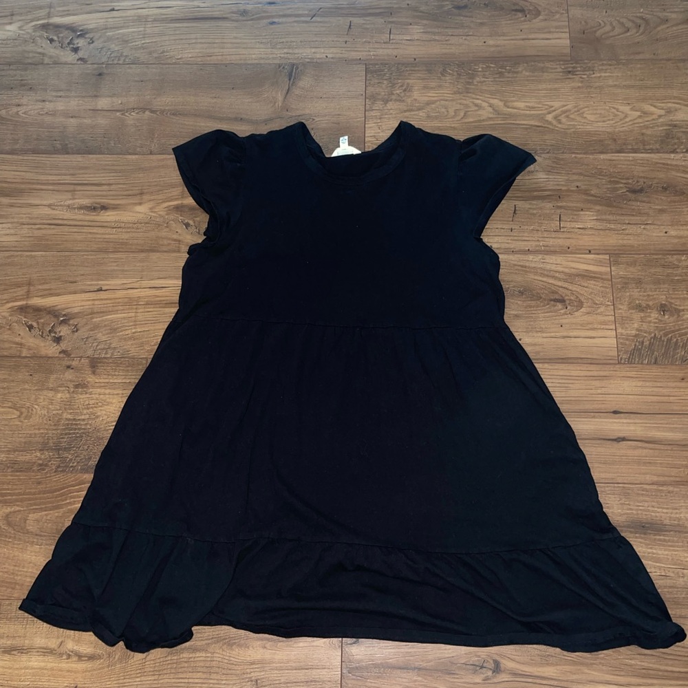 Time and Tru Black Short Flutter-Sleeve Mini Dress